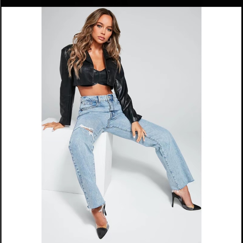 Fashion Nova Light Blue Straight Leg High-Rise Jeans